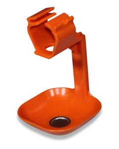 Drip cup square 1-arm with clamp bracket and metal inlay